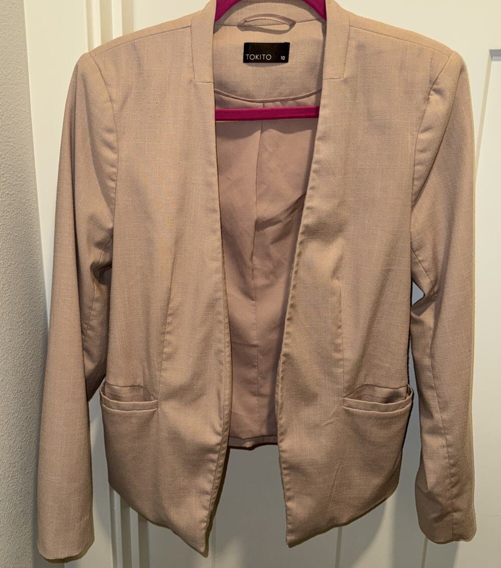 TOKITO Blazer Women's 10 Lite Pink Blazer Lined Short